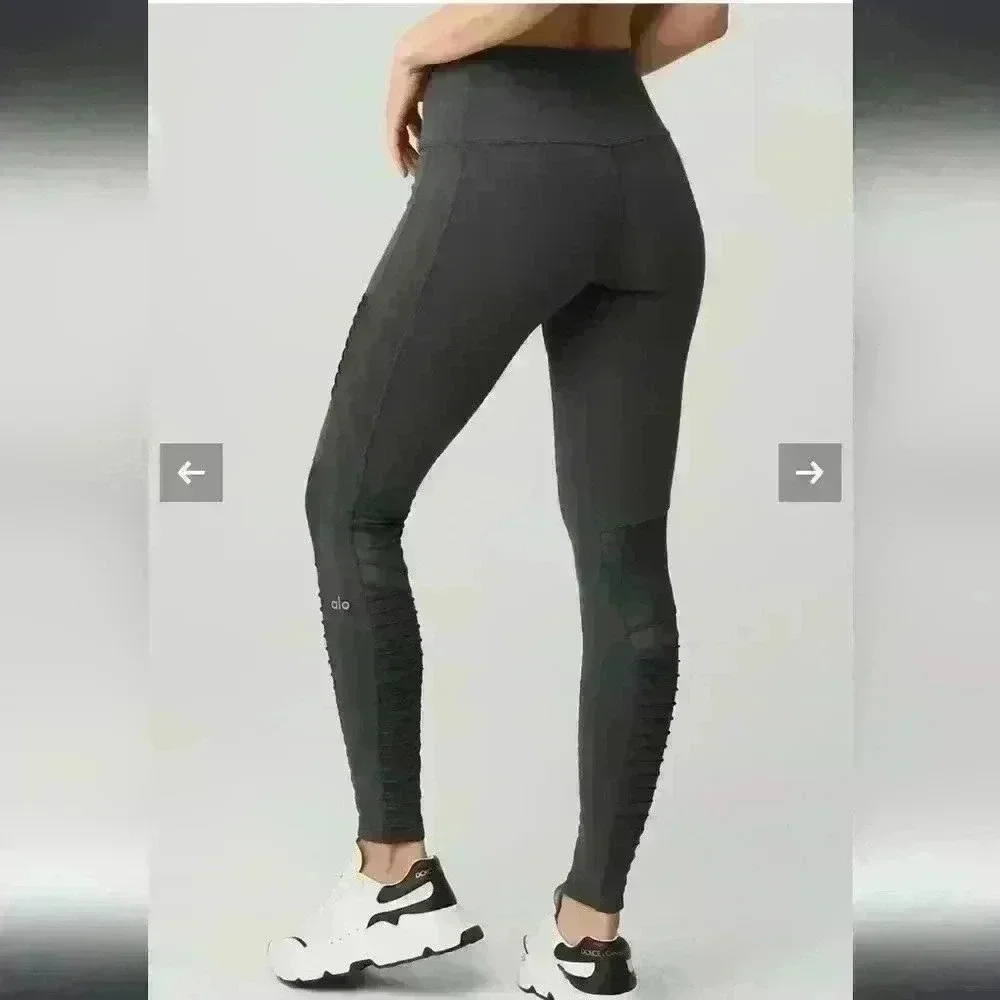 Alo Womens Gray High-Waist Moto Legging S